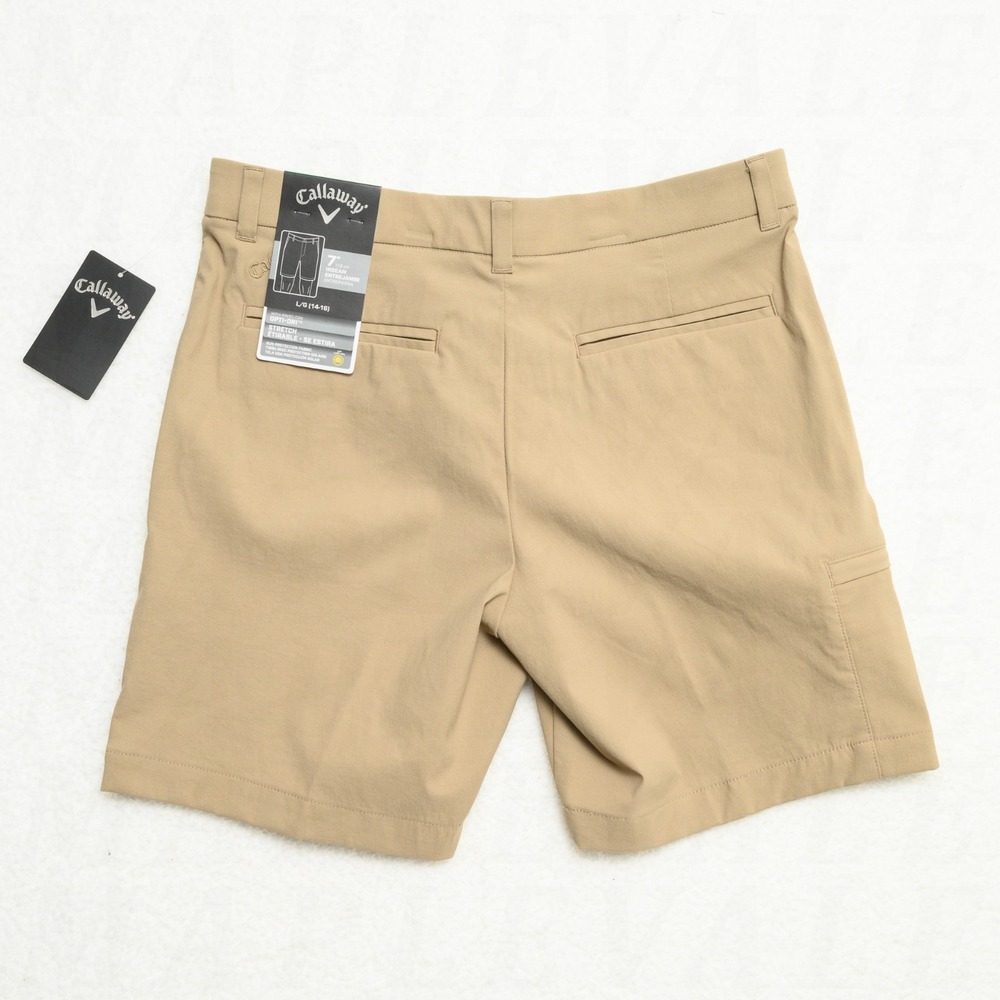 Callaway Boys Large (14-16) Opti-Dri Golf Shorts 7" Inseam Khaki Stretch Youth